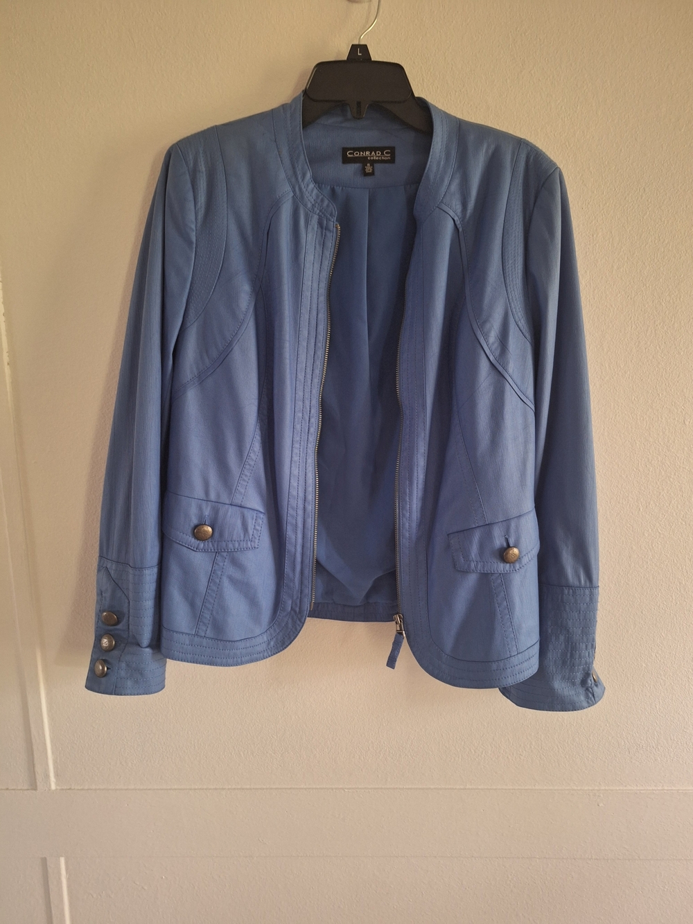 Conrad C Women's Sky Blue PLeather Zip Jacket